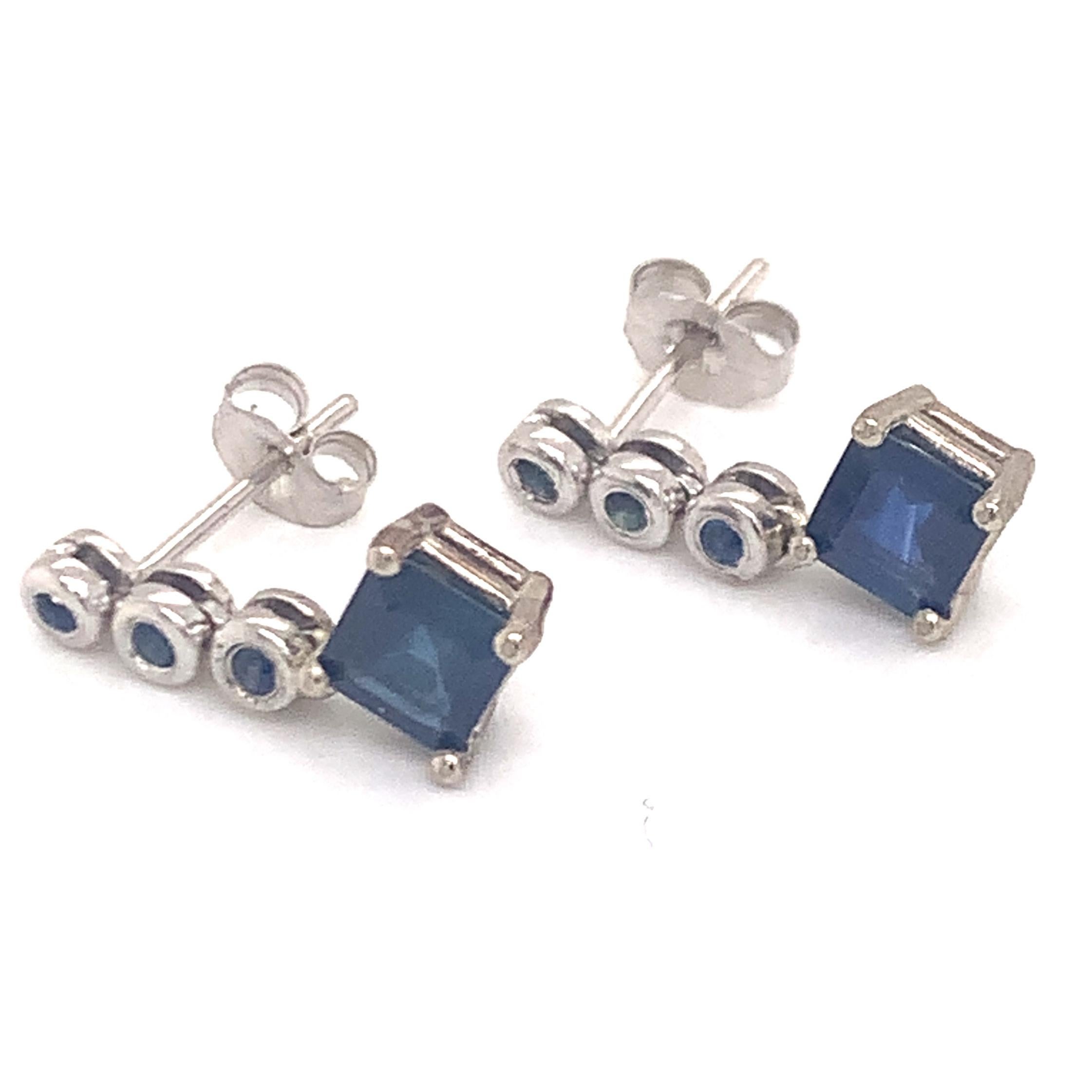 Natural Sapphire Dangle Earrings 14k Gold 1.32 TCW Certified For Sale 5