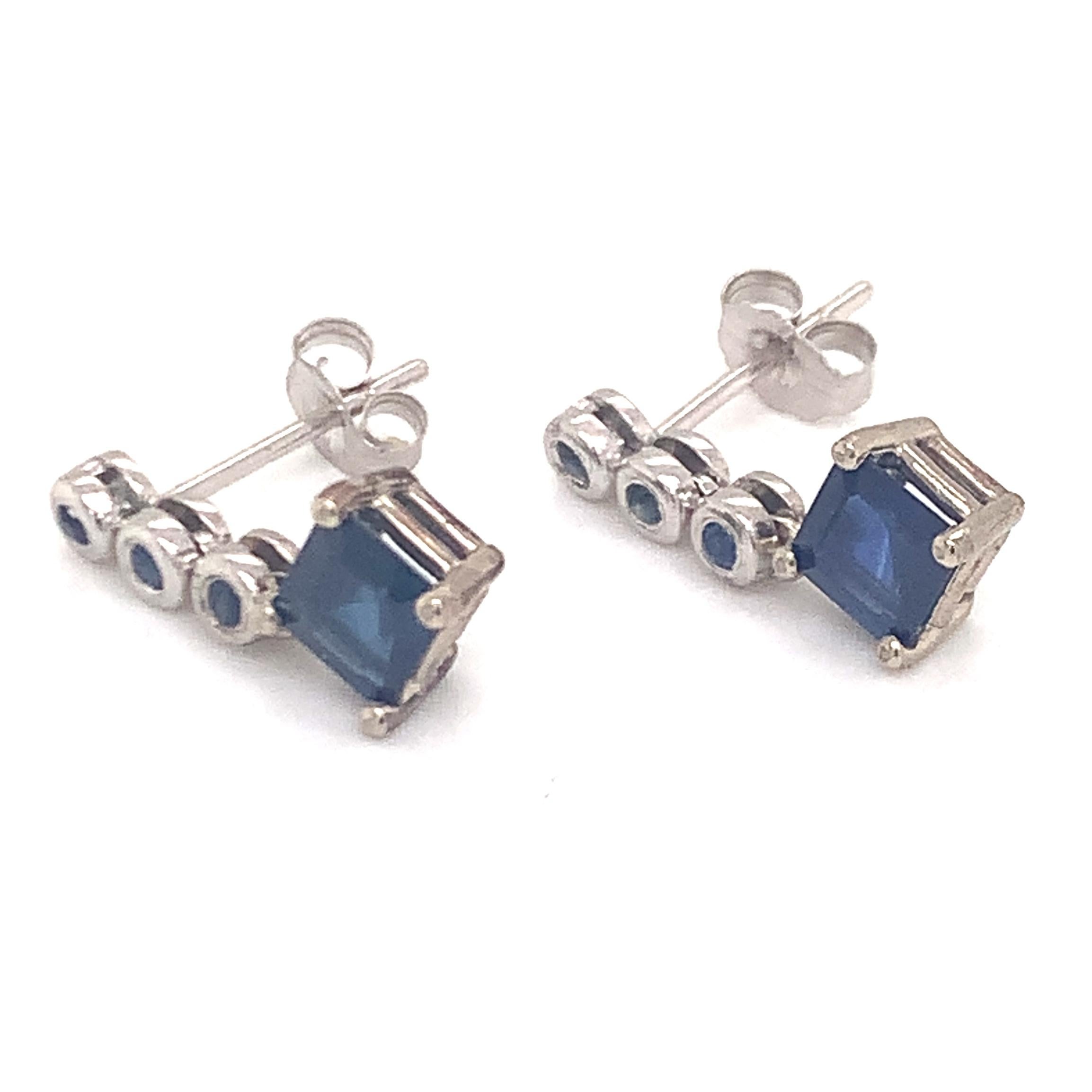 Natural Sapphire Dangle Earrings 14k Gold 1.32 TCW Certified In New Condition For Sale In Brooklyn, NY