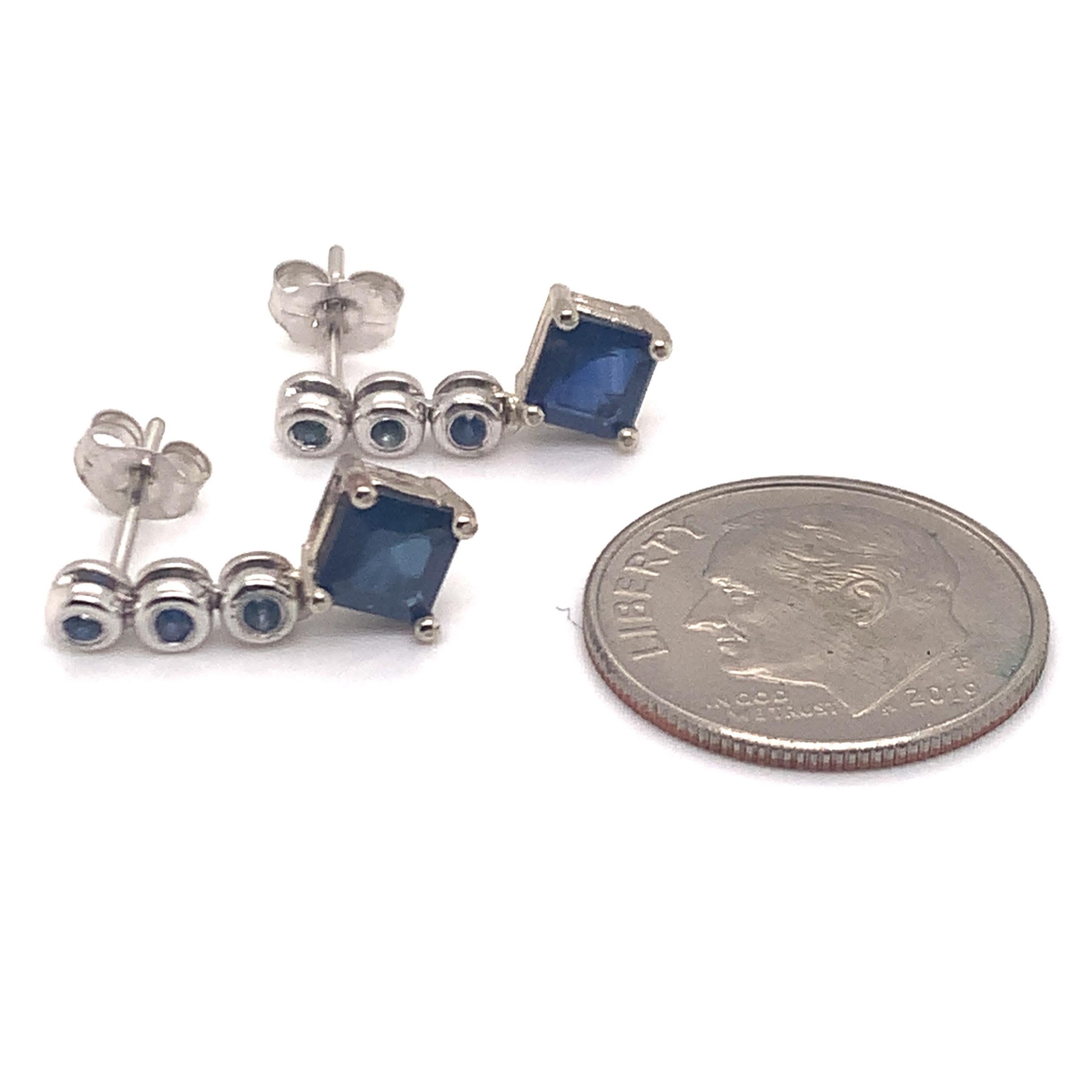 Women's Natural Sapphire Dangle Earrings 14k Gold 1.32 TCW Certified For Sale