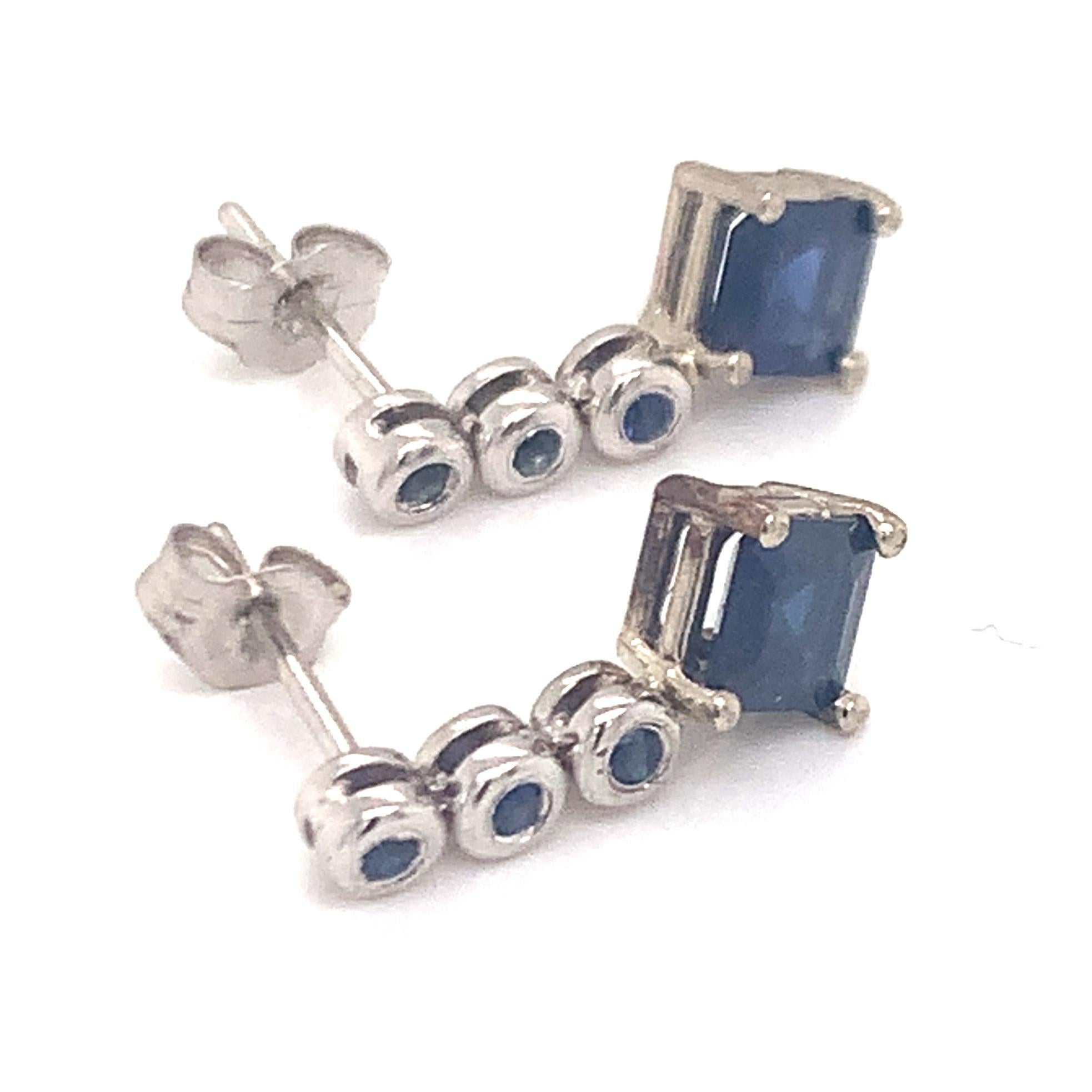 Natural Sapphire Dangle Earrings 14k Gold 1.32 TCW Certified For Sale 1