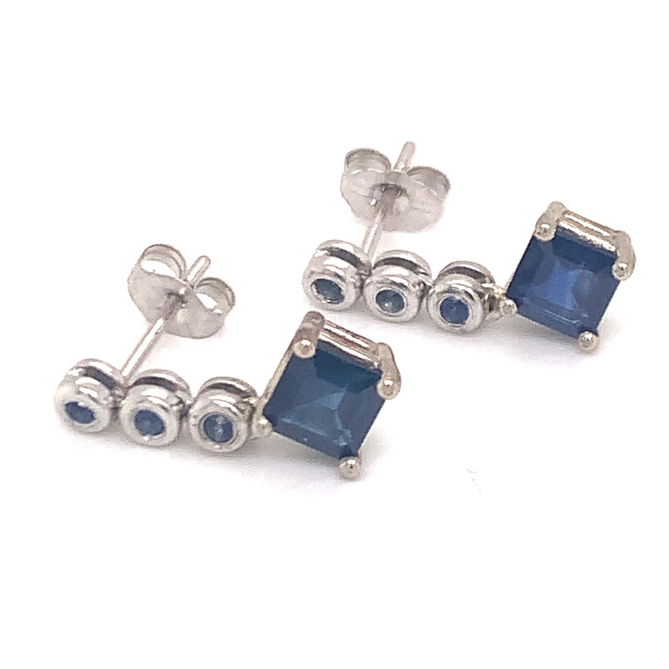 Natural Sapphire Dangle Earrings 14k Gold 1.32 TCW Certified For Sale 2