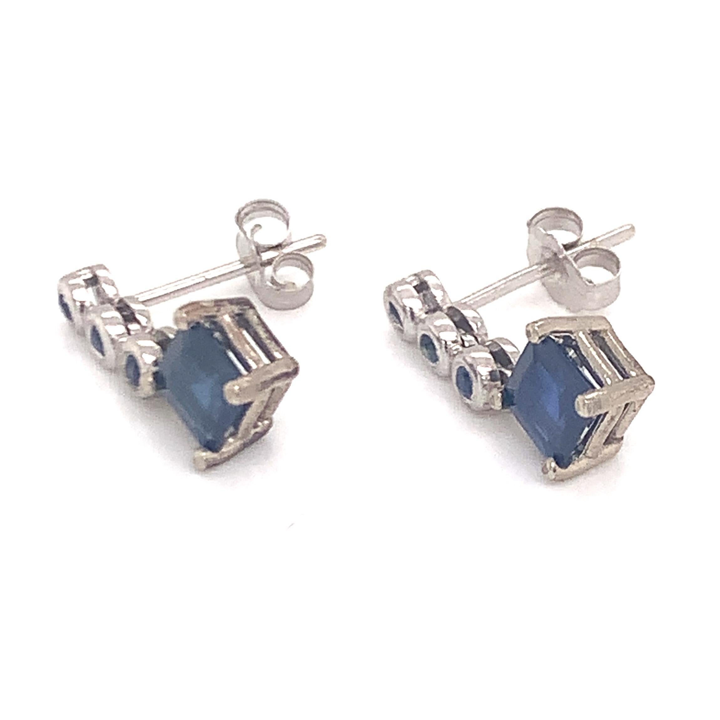 Natural Sapphire Dangle Earrings 14k Gold 1.32 TCW Certified For Sale 4