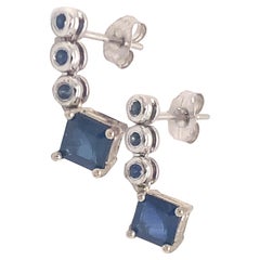 Natural Sapphire Dangle Earrings 14k Gold 1.32 TCW Certified