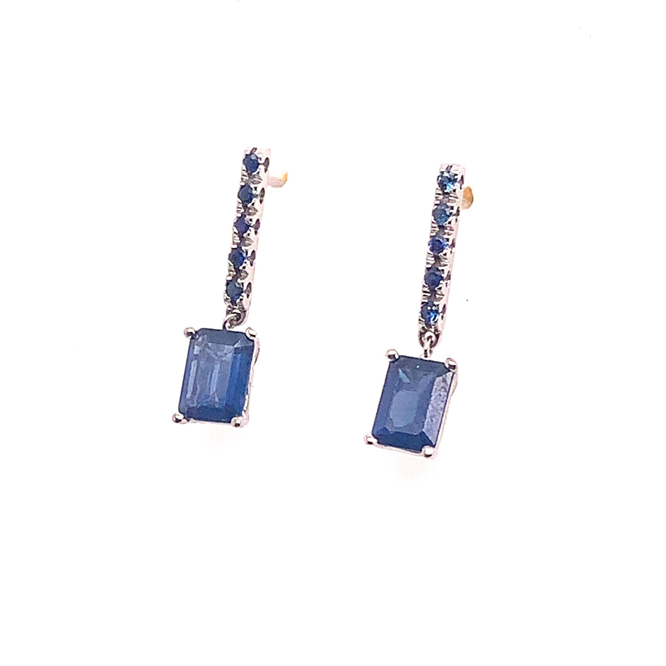Natural Sapphire Dangle Earrings 14k Gold 2.01 Tcw Certified In New Condition For Sale In Brooklyn, NY