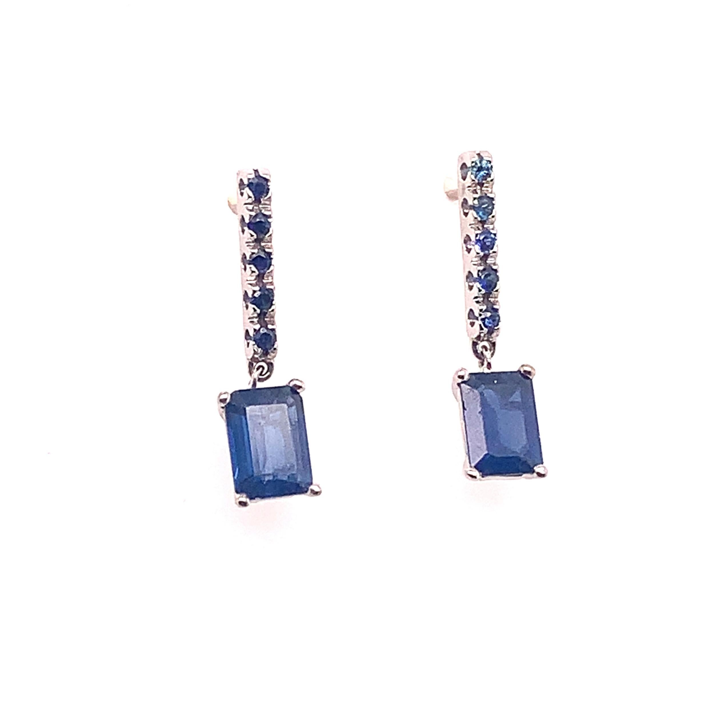 Natural Sapphire Dangle Earrings 14k Gold 2.01 Tcw Certified For Sale 1