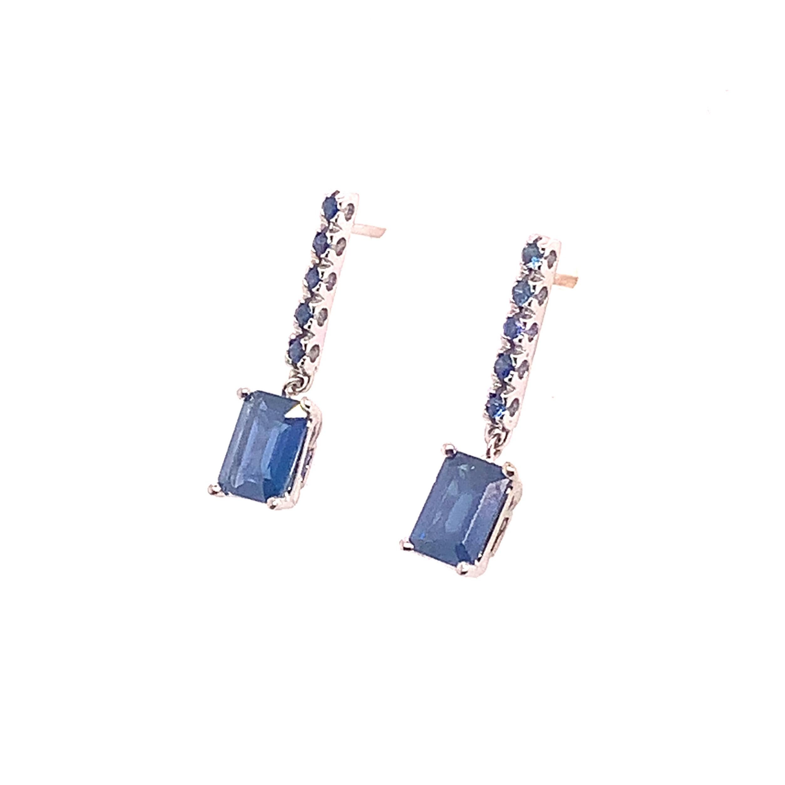 Natural Sapphire Dangle Earrings 14k Gold 2.01 Tcw Certified For Sale 3