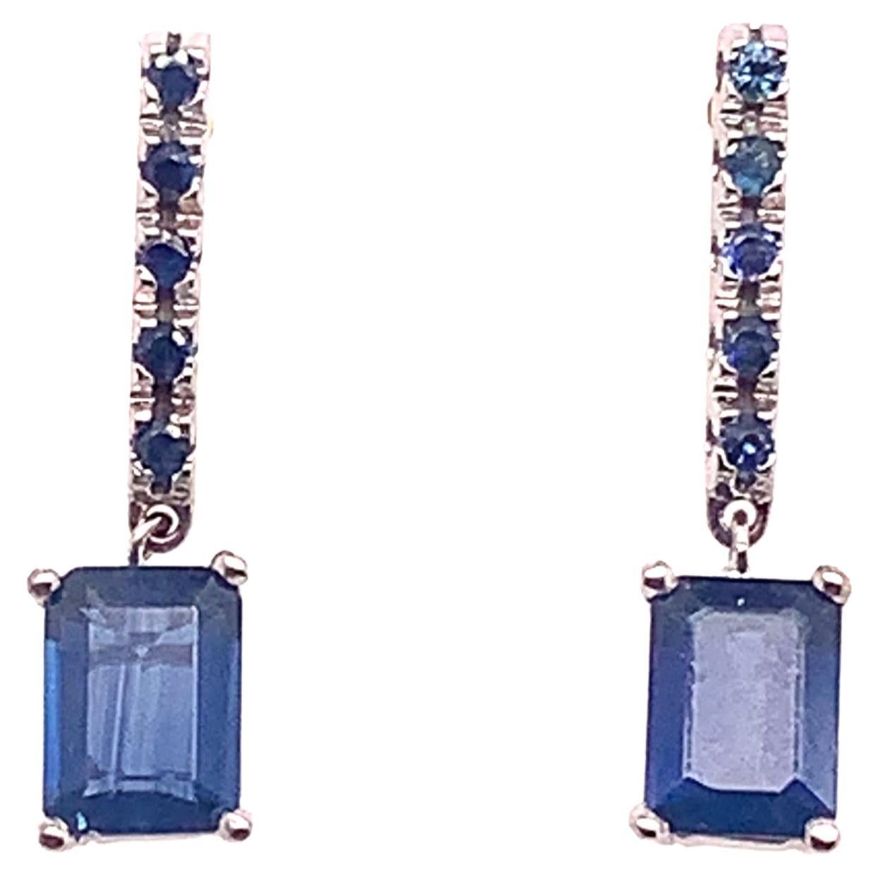 Natural Sapphire Dangle Earrings 14k Gold 2.01 Tcw Certified For Sale