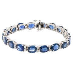 Natural Sapphire & Diamond Bracelet Set in 14K White Gold