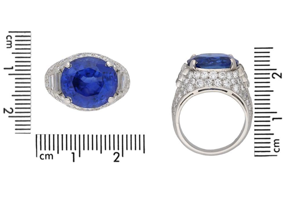 Women's Natural Sapphire and Diamond Cluster Ring by Oscar Heyman Brothers, circa 1960s For Sale