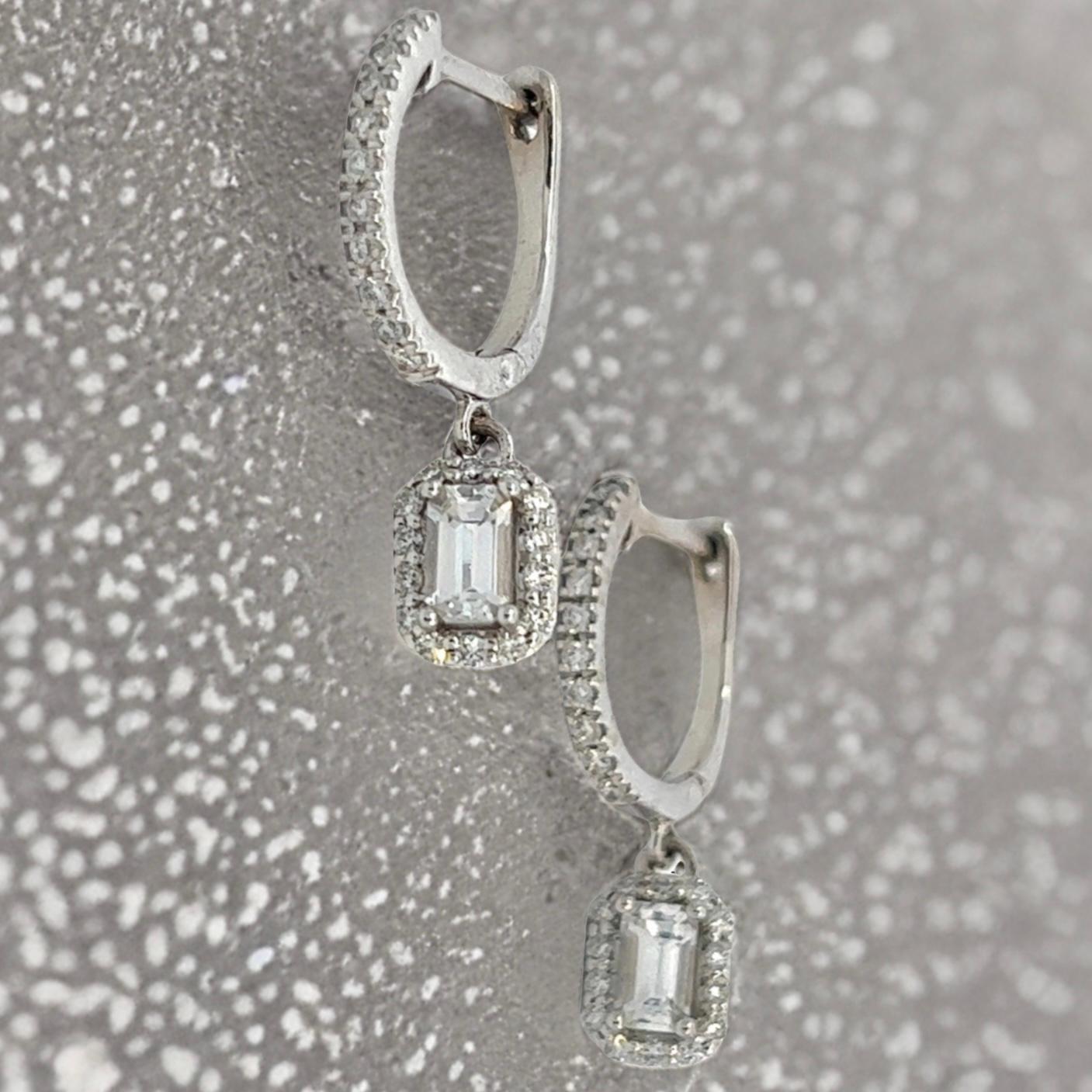 Natural Sapphire Diamond Dangle Earrings 14k WG 1.16 TCW Certified For Sale 5