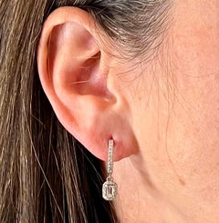 Natural Sapphire Diamond Dangle Earrings 14k WG 1.16 TCW Certified