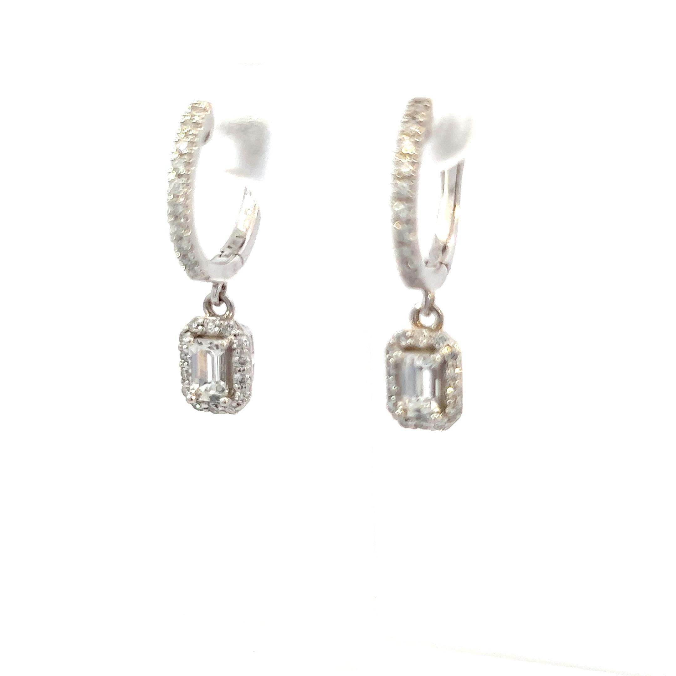Women's Natural Sapphire Diamond Dangle Earrings 14k WG 1.16 TCW Certified For Sale