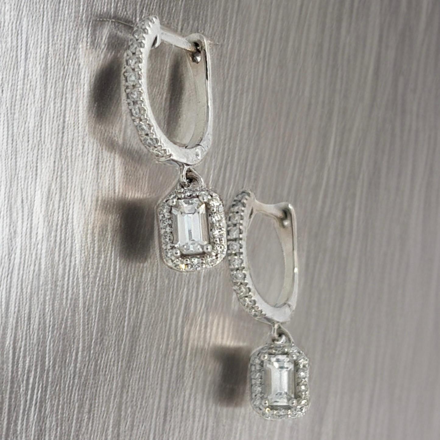 Natural Sapphire Diamond Dangle Earrings 14k WG 1.16 TCW Certified For Sale 2