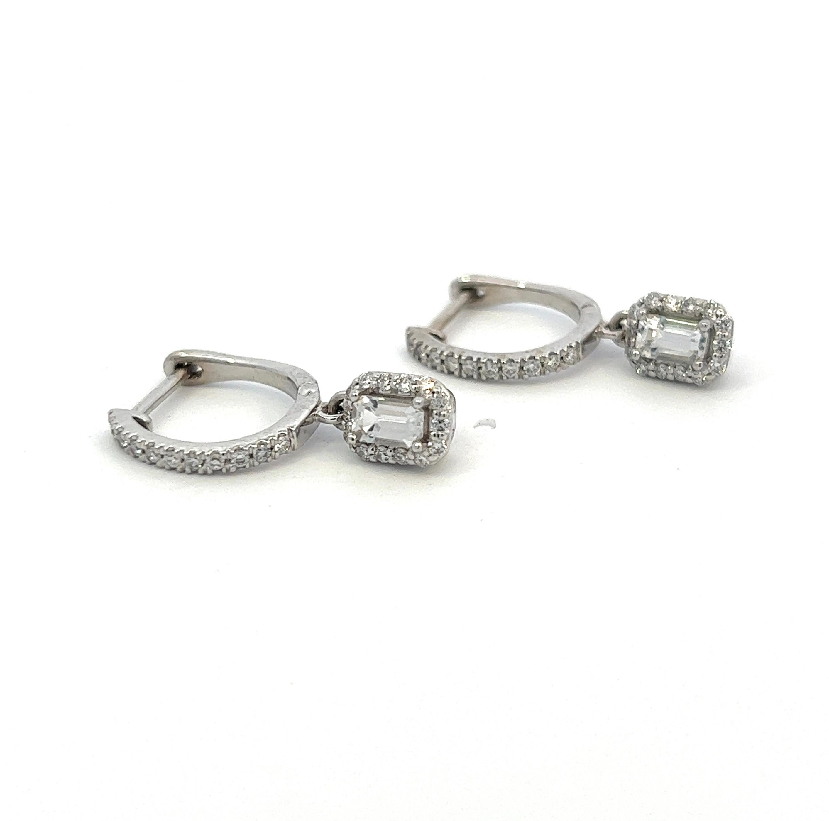 Natural Sapphire Diamond Dangle Earrings 14k WG 1.16 TCW Certified For Sale 3