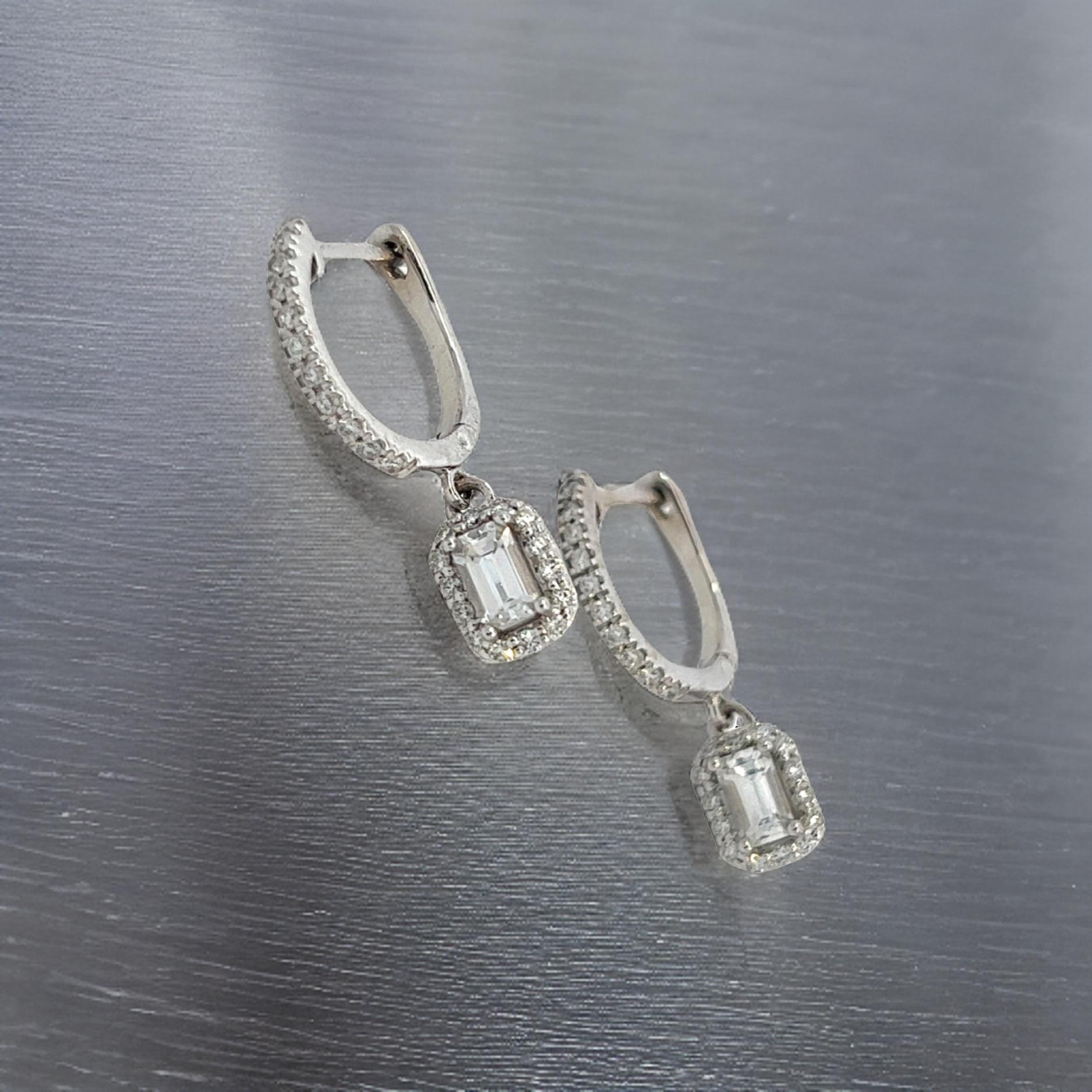 Natural Sapphire Diamond Dangle Earrings 14k WG 1.16 TCW Certified For Sale 4
