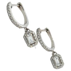 Natural Sapphire Diamond Dangle Earrings 14k WG 1.16 TCW Certified