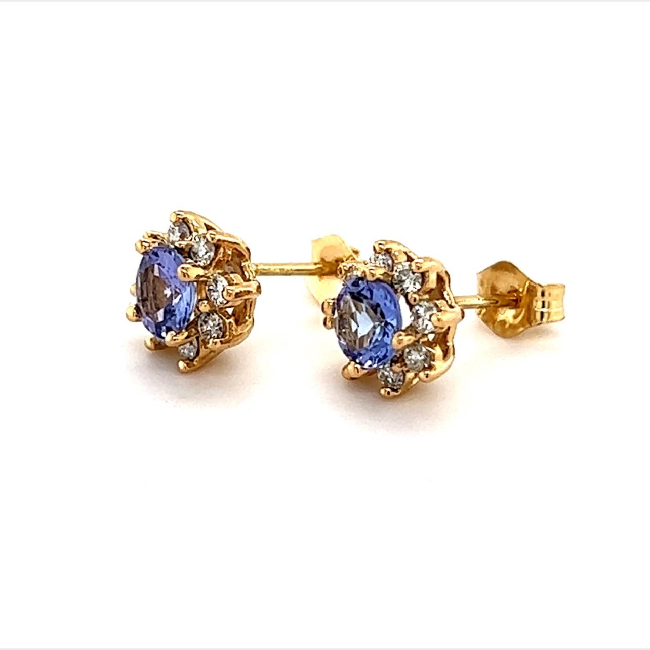 Natural Sapphire Diamond Earrings 14k Gold 1.0 TCW Certified For Sale 5