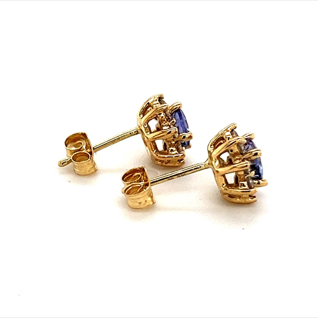 Natural Sapphire Diamond Earrings 14k Gold 1.0 TCW Certified For Sale 6