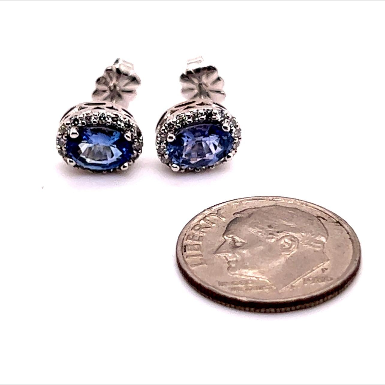 Natural Sapphire Diamond Earrings 14k Gold 1.73 TCW Certified In New Condition For Sale In Brooklyn, NY