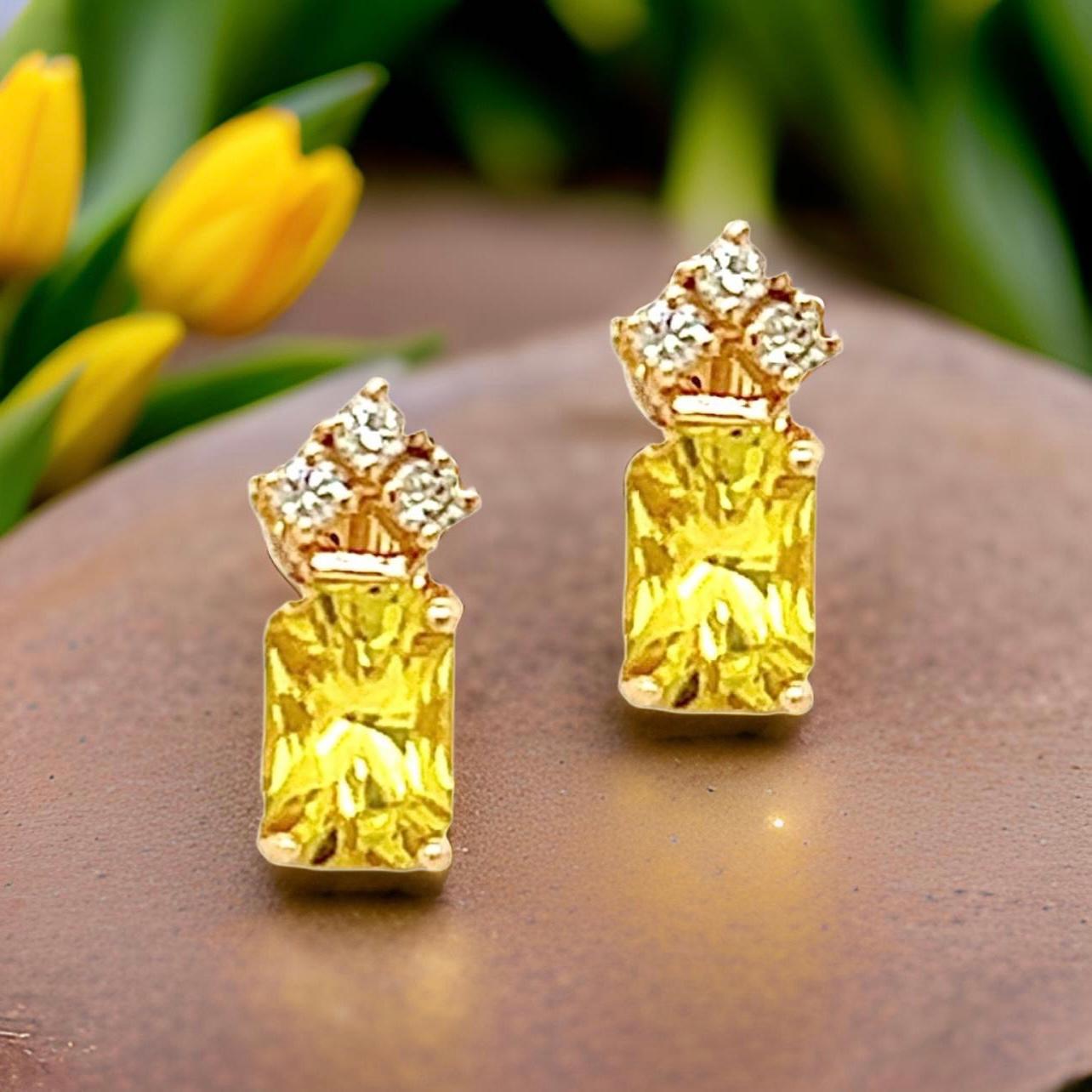 Orecchini con zaffiro naturale e diamante in oro 14k 1,74 TCW certificati in vendita 5