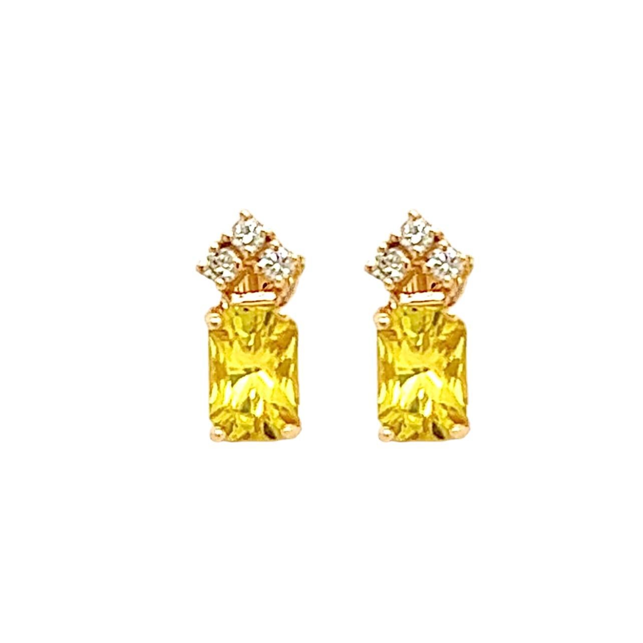 Orecchini con zaffiro naturale e diamante in oro 14k 1,74 TCW certificati in vendita 5