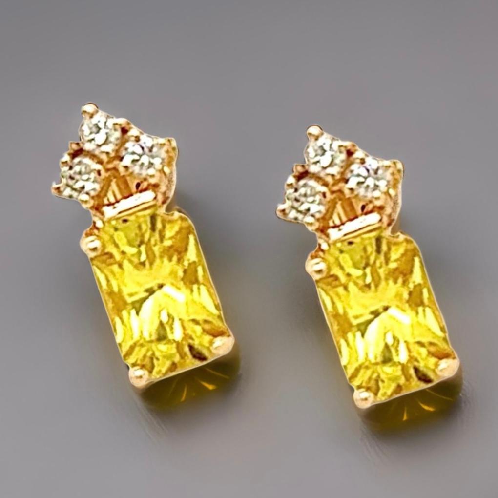Orecchini con zaffiro naturale e diamante in oro 14k 1,74 TCW certificati in vendita 7