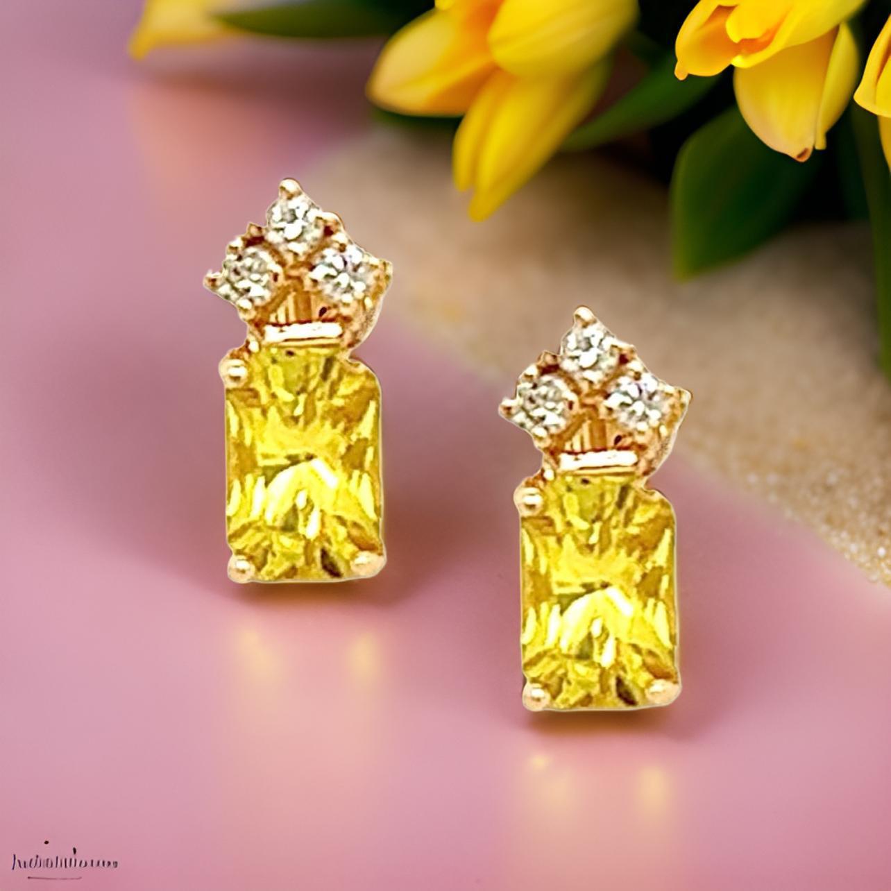 Orecchini con zaffiro naturale e diamante in oro 14k 1,74 TCW certificati in vendita 9