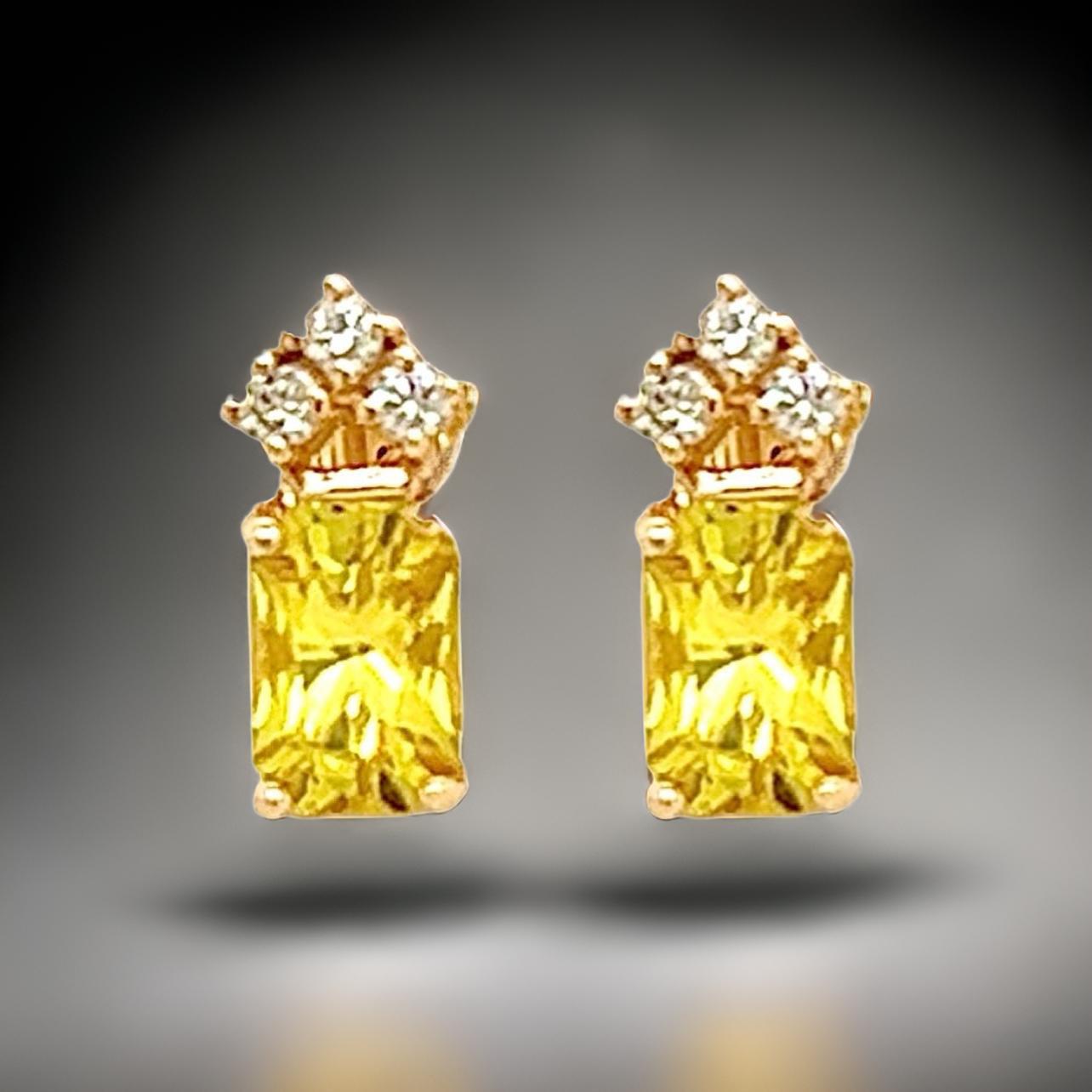 Taglio brillante Orecchini con zaffiro naturale e diamante in oro 14k 1,74 TCW certificati in vendita
