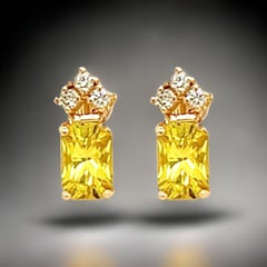 Natural Sapphire Diamond Earrings 14k Gold 1.74 TCW Certified