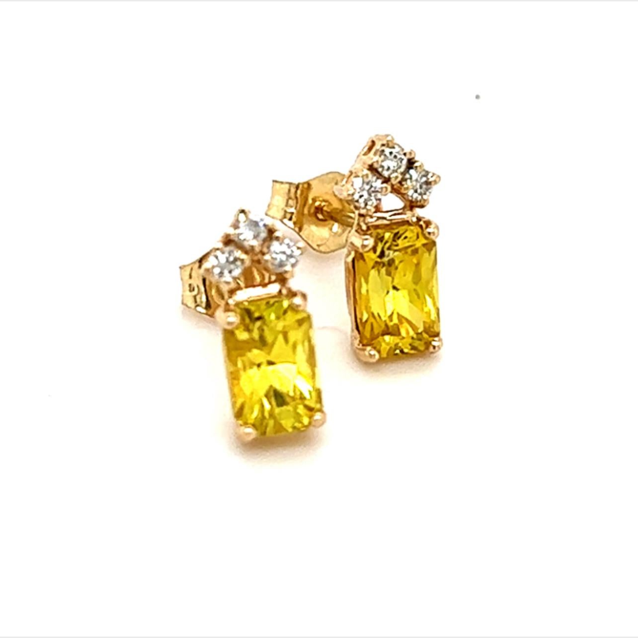 Women's Natural Sapphire Diamond Earrings 14k Gold 1.74 TCW Certified For Sale