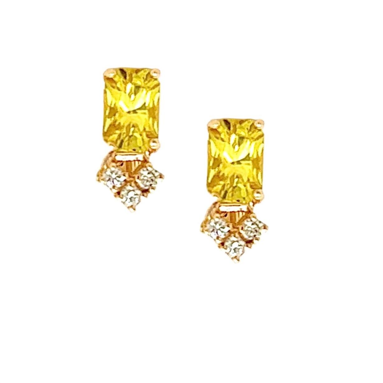 Orecchini con zaffiro naturale e diamante in oro 14k 1,74 TCW certificati in vendita 1