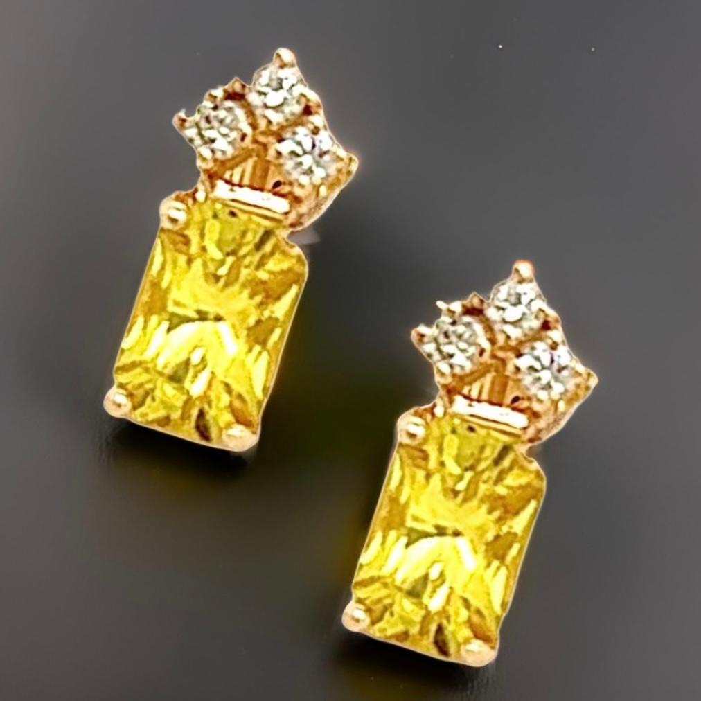 Orecchini con zaffiro naturale e diamante in oro 14k 1,74 TCW certificati in vendita 2