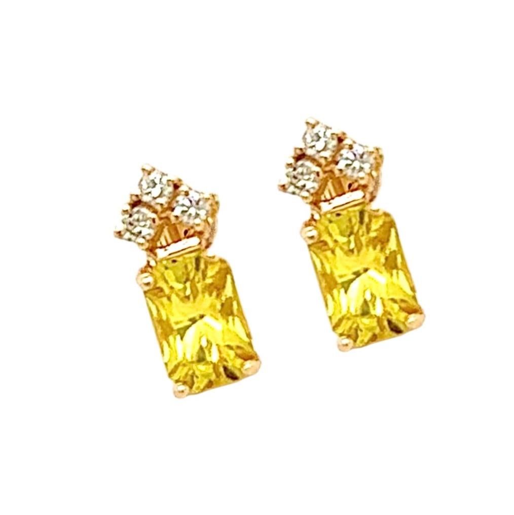 Orecchini con zaffiro naturale e diamante in oro 14k 1,74 TCW certificati in vendita 3