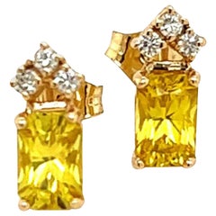 Natural Sapphire Diamond Earrings 14k Gold 1.74 TCW Certified