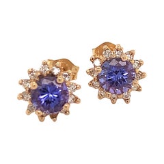 Natural Sapphire Diamond Earrings 14k Gold 1.9 TCW Certified