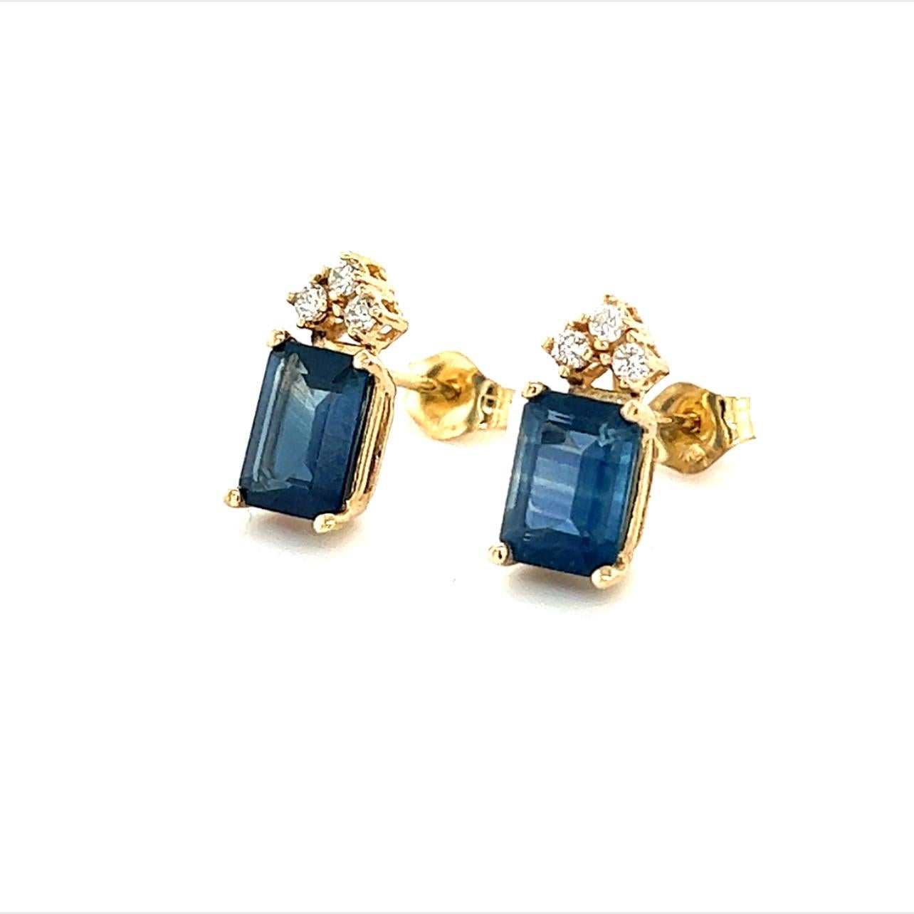 Natural Sapphire Diamond Earrings 14k Gold 2.14 TCW Certified For Sale 5