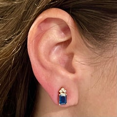 Natural Sapphire Diamond Earrings 14k Gold 2.14 TCW Certified