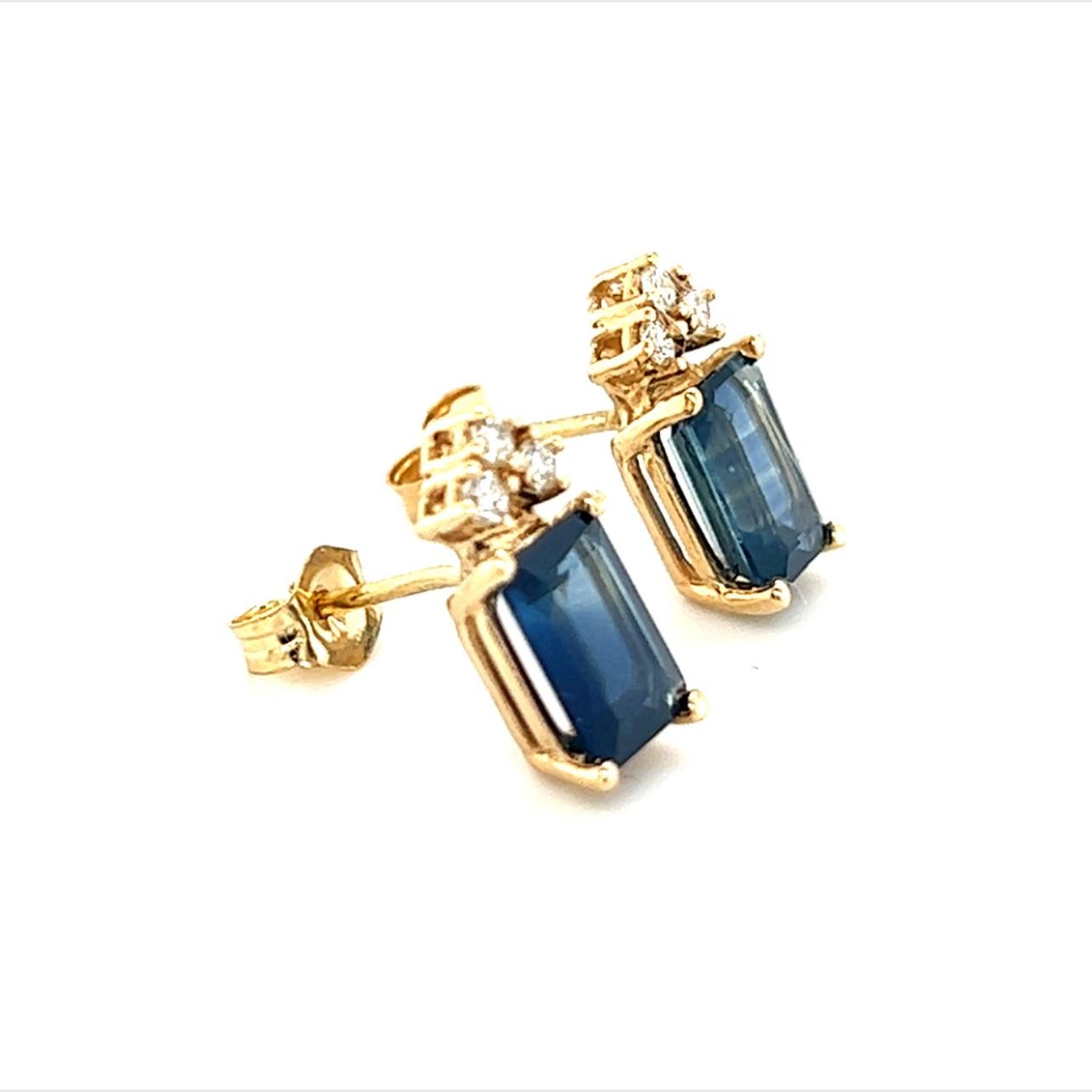 Natural Sapphire Diamond Earrings 14k Gold 2.14 TCW Certified In New Condition For Sale In Brooklyn, NY