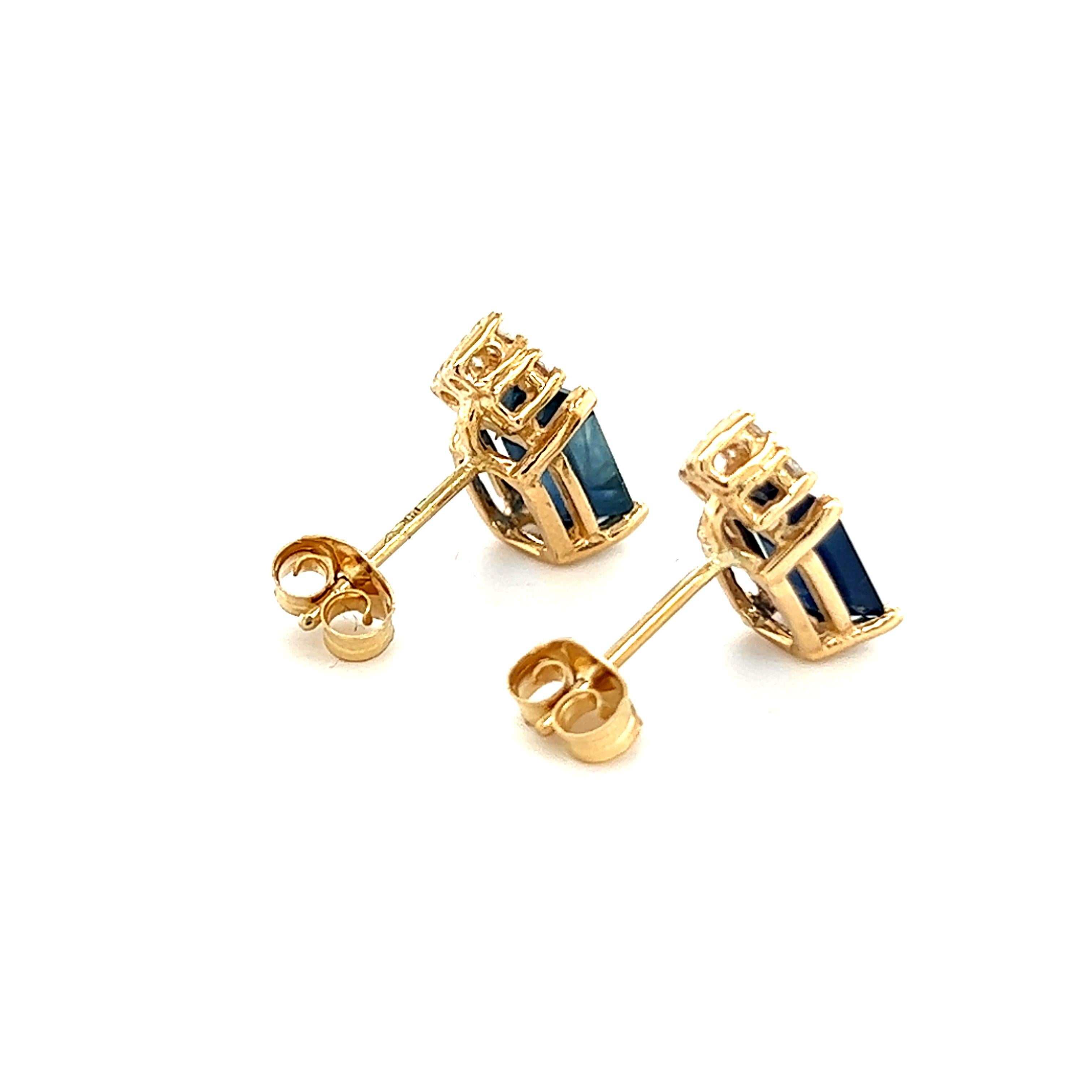 Women's Natural Sapphire Diamond Earrings 14k Gold 2.14 TCW Certified For Sale