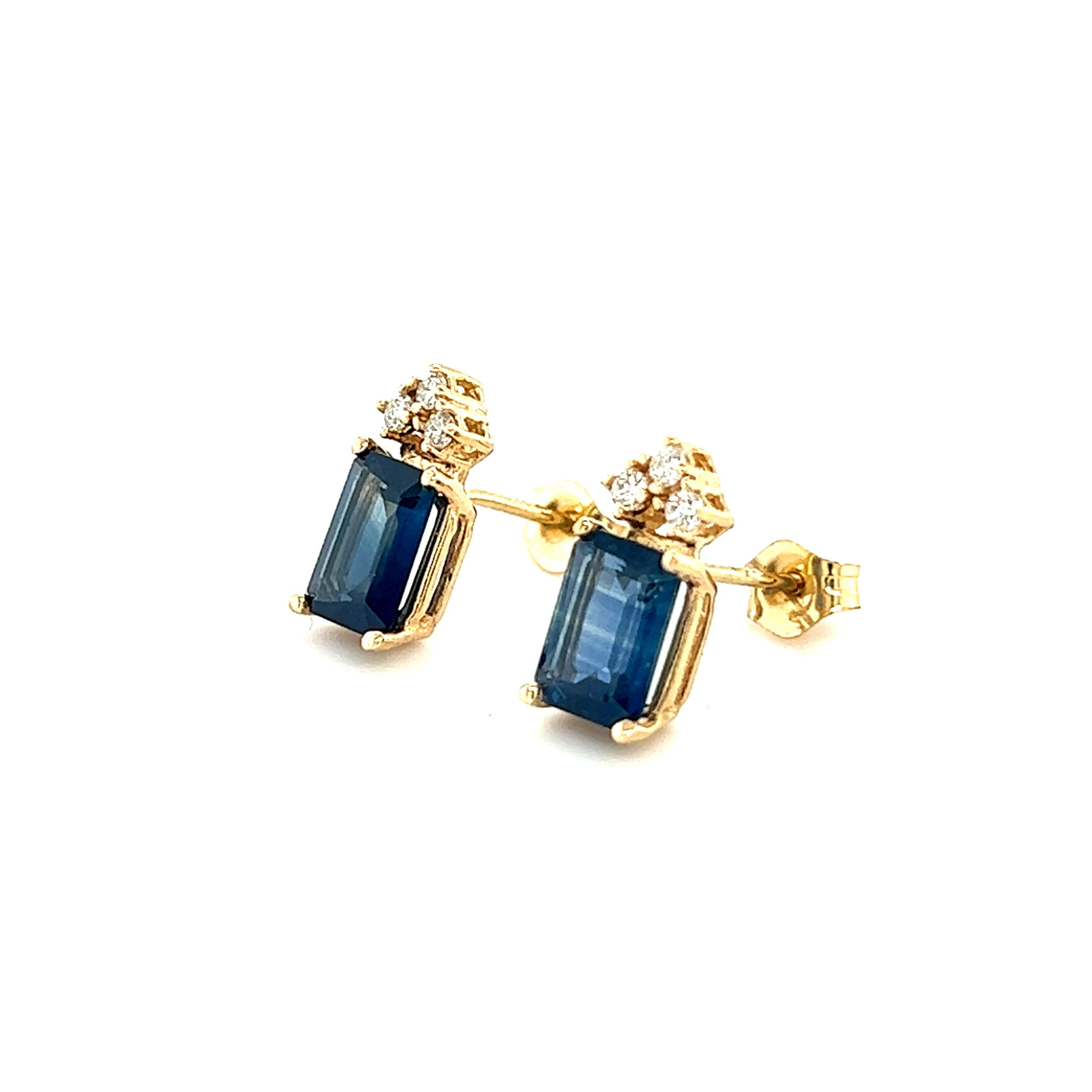 Natural Sapphire Diamond Earrings 14k Gold 2.14 TCW Certified For Sale 1