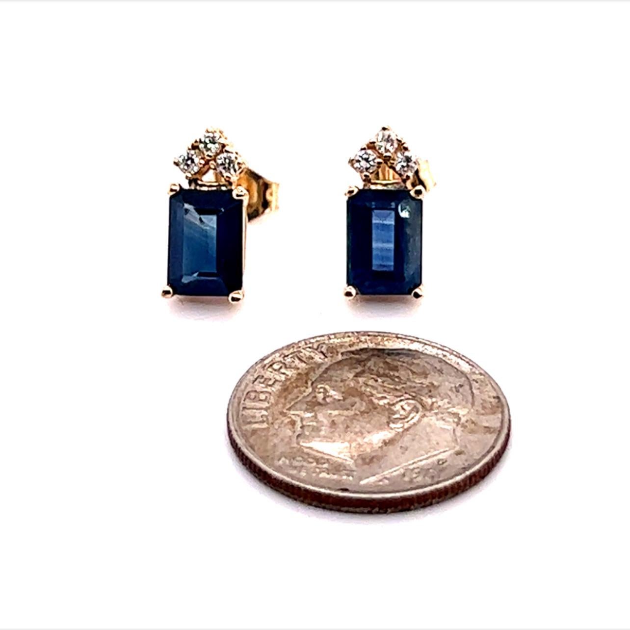 Natural Sapphire Diamond Earrings 14k Gold 2.14 TCW Certified For Sale 2