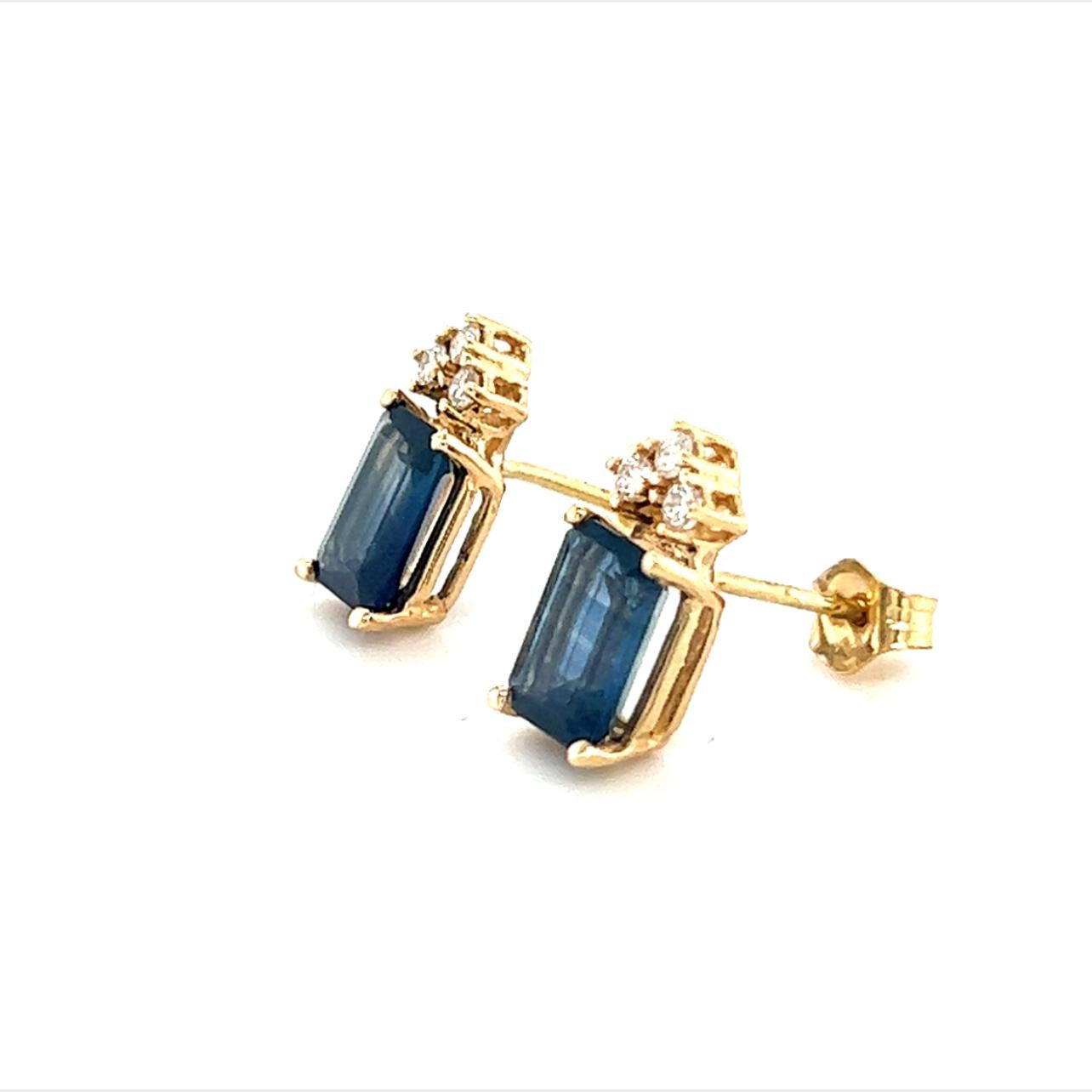 Natural Sapphire Diamond Earrings 14k Gold 2.14 TCW Certified For Sale 3