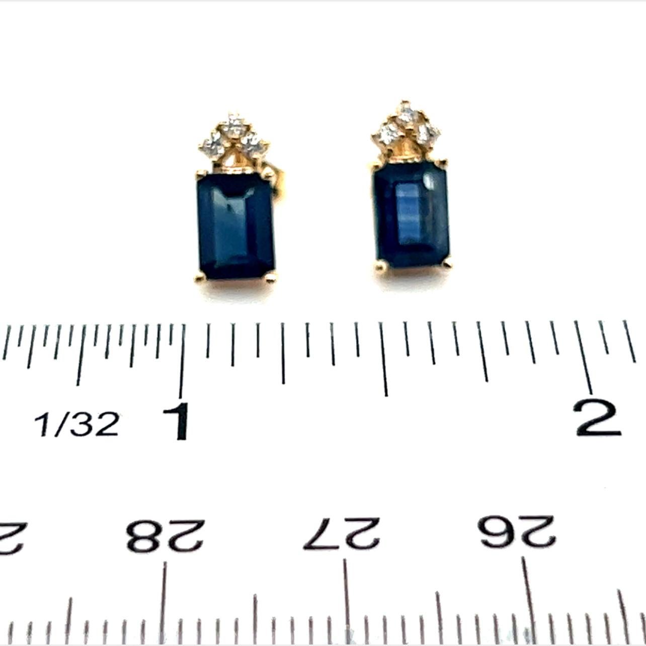 Natural Sapphire Diamond Earrings 14k Gold 2.14 TCW Certified For Sale 4