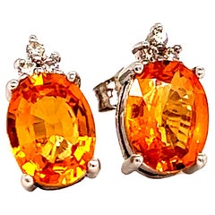 Natural Sapphire Diamond Earrings 14k Gold 2.88 TCW Certified