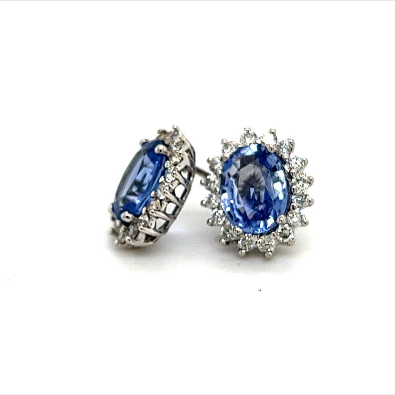 Natural Sapphire Diamond Earrings 14k Gold 3.2 TCW Certified For Sale 5