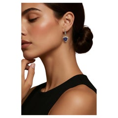 Pendientes de zafiro natural y diamantes, oro de 14k, 4,14 TCW, certificados