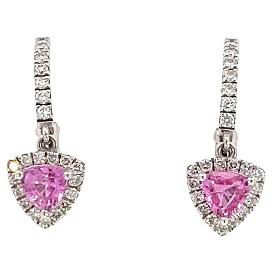 Boucles d'oreilles en or 14 carats avec saphir naturel et diamant certifié 2,01 TCW