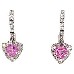 Boucles d'oreilles en or 14 carats avec saphir naturel et diamant certifié 2,01 TCW