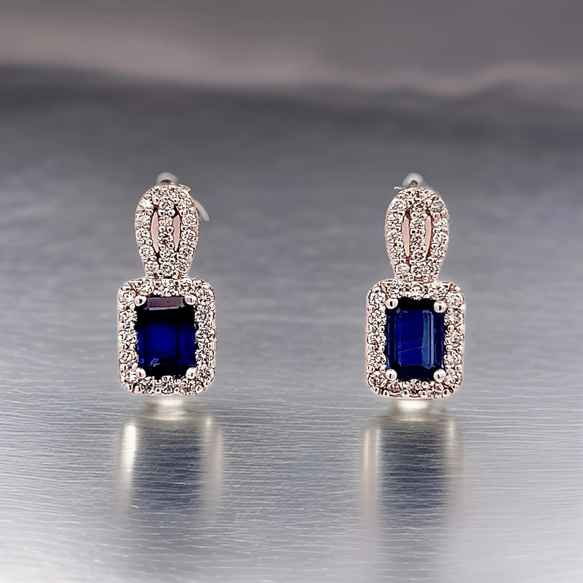 Natural Sapphire Diamond Earrings 14k W Gold 2.84 TCW Certified  For Sale 5