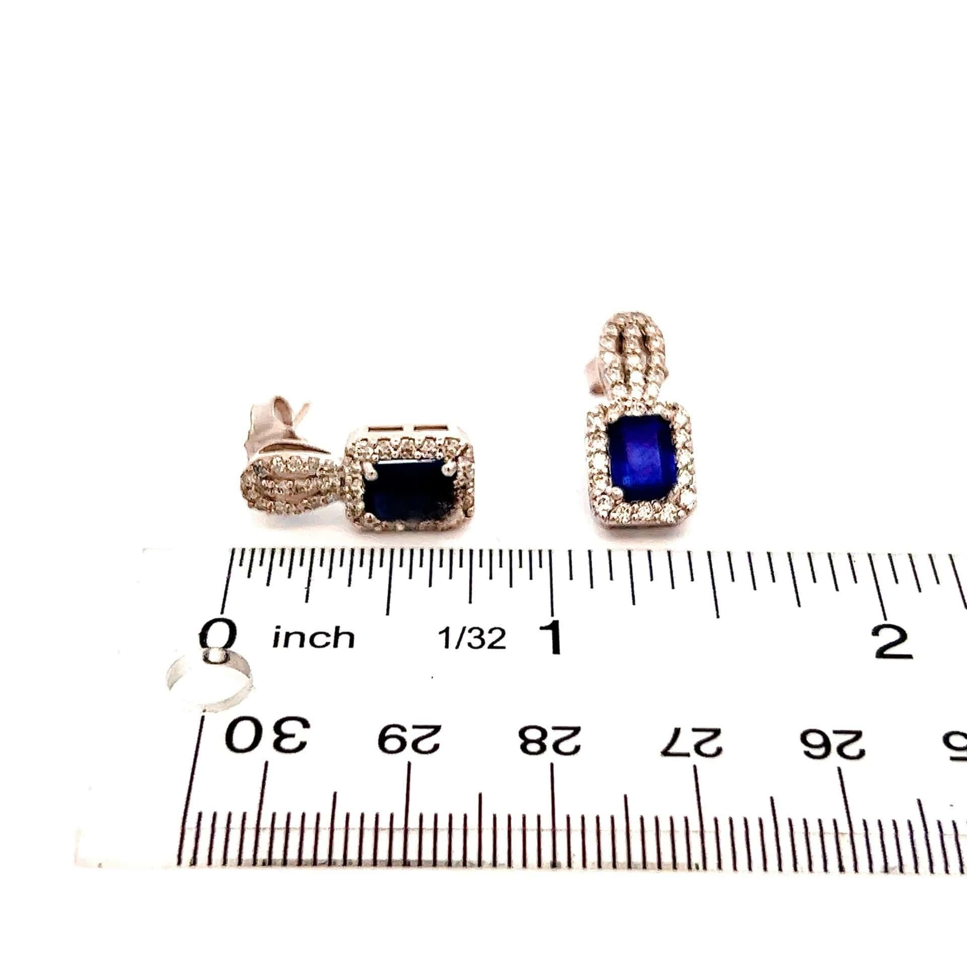 Natural Sapphire Diamond Earrings 14k W Gold 2.84 TCW Certified  For Sale 7